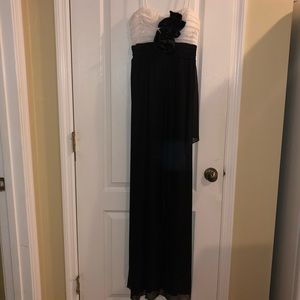 Long black and white gown